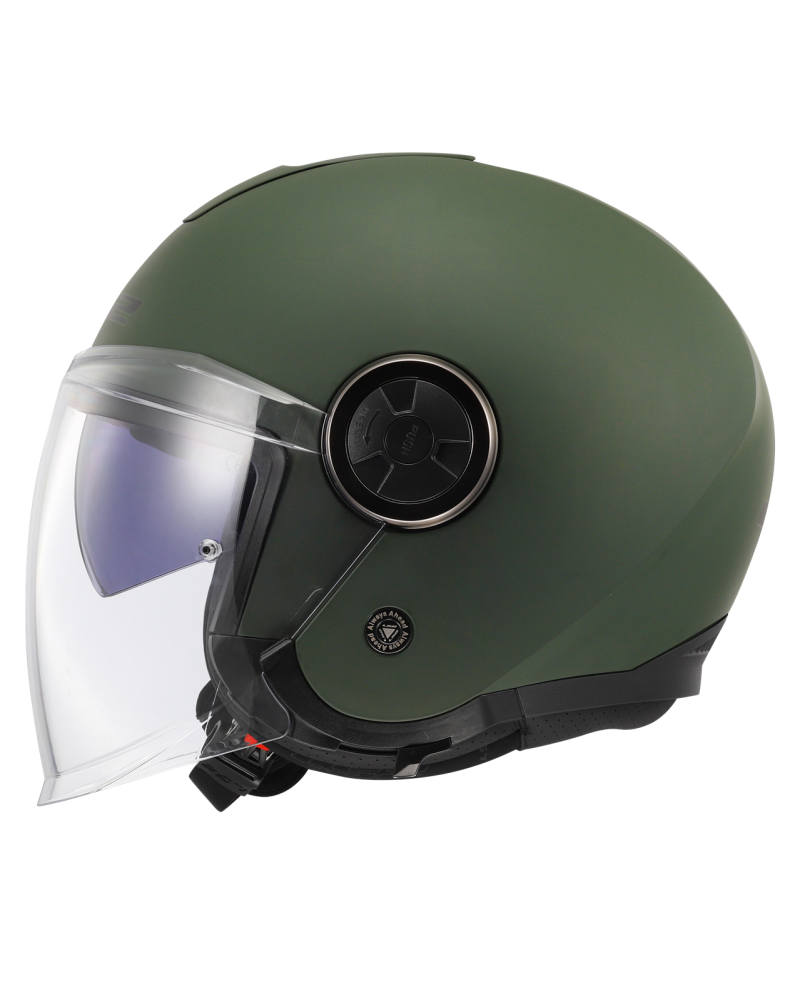 Carregue imagem no visualizador da galeriaCapacete open-face LS2 OF620 Classy Solid Verde Militar – vista lateral direita
