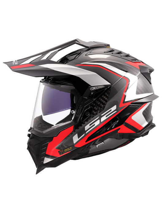 Capacete enduro LS2 MX701 Explorer C Frontier II Vermelho Preto – vista lateral direita