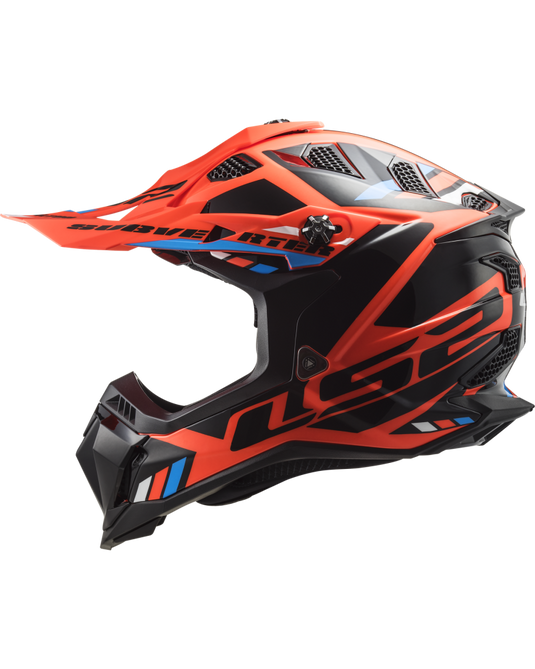 Capacete motocross LS2 MX700 Subverter Evo II Stomp Laranja Fluo Preto – vista traseira