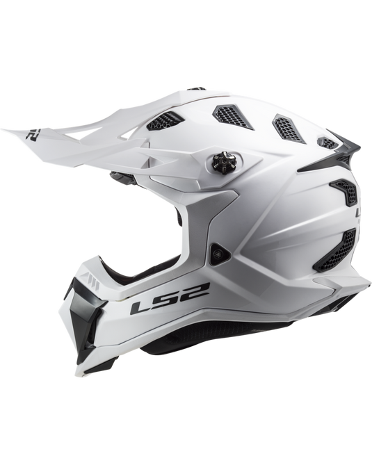 Capacete motocross LS2 MX700 Subverter Evo II Solid Branco – vista lateral direita