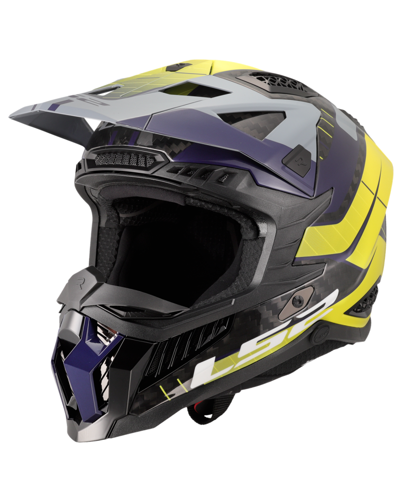 Load image into Gallery viewer, Capacete motocross LS2 MX703 X-Force C Galuo Cinzento Amarelo Hi-Vision – vista lateral direita
