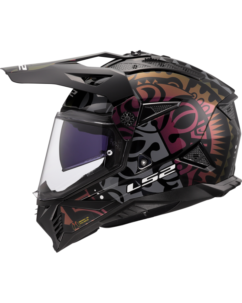 Load image into Gallery viewer, Capacete motocross LS2 MX702 Pioneer II Rangi Preto Camaleão – vista lateral direita

