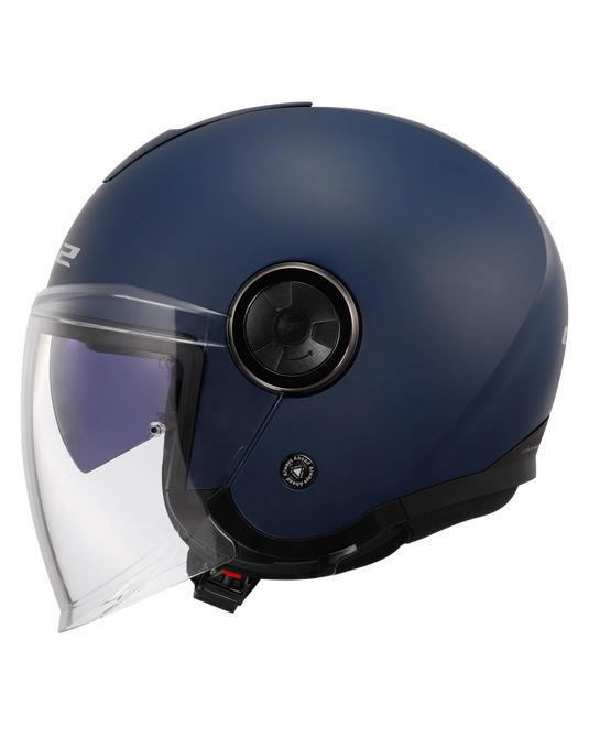 Capacete open-face LS2 OF620 Classy Solid Azul Marinho – vista lateral direita