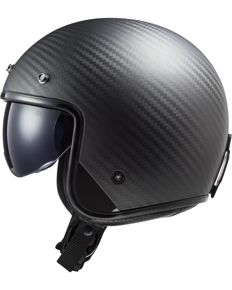 Load image into Gallery viewer, Capacete jet LS2 OF601 Bob II C Solid Carbono Mate – vista lateral direita
