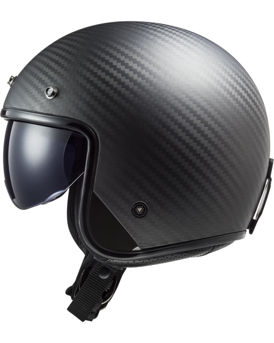Capacete jet LS2 OF601 Bob II C Solid Carbono Mate – vista lateral direita