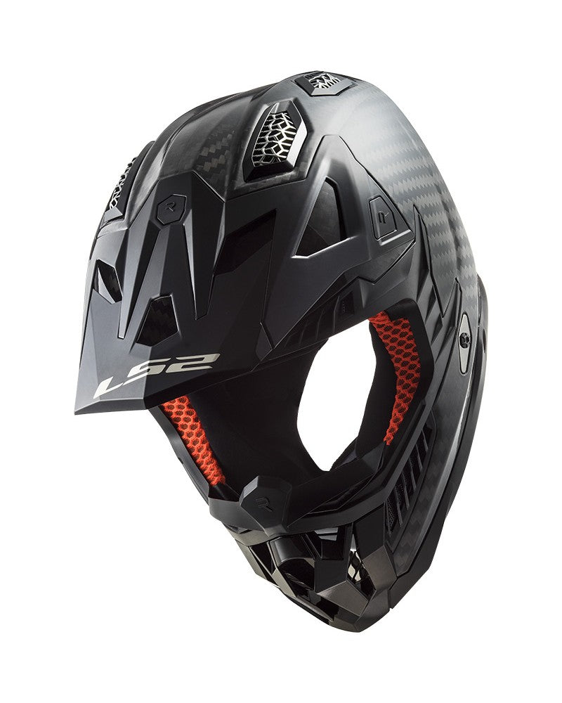 Load image into Gallery viewer, Capacete motocross LS2 MX703 X-Force C Solid Carbono Brilho – vista lateral direita
