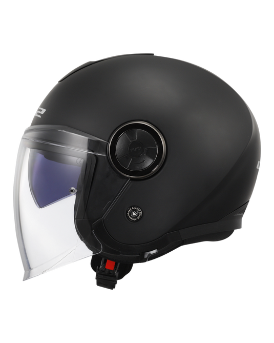 Capacete open-face LS2 OF620 Classy Solid Preto Mate – vista lateral direita