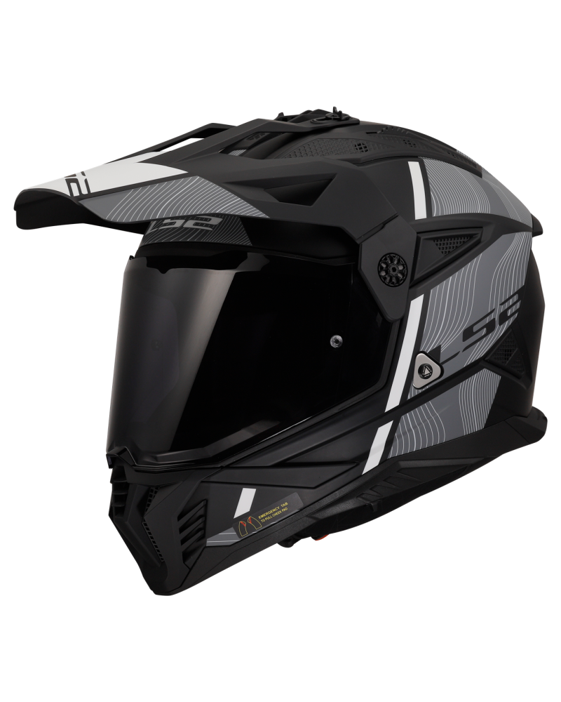 Load image into Gallery viewer, Capacete motocross LS2 MX702 Pioneer II Hill Preto Mate Branco – vista lateral direita

