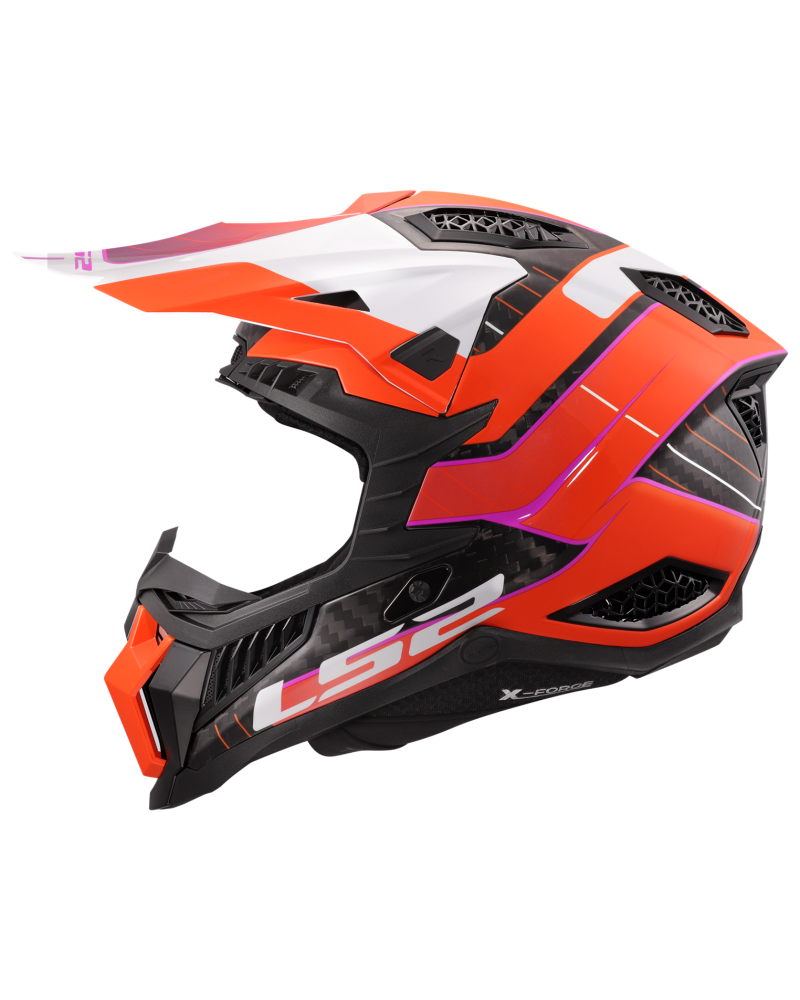 Load image into Gallery viewer, Capacete motocross LS2 MX703 X-Force C Galuo Laranja Brilho – vista lateral direita
