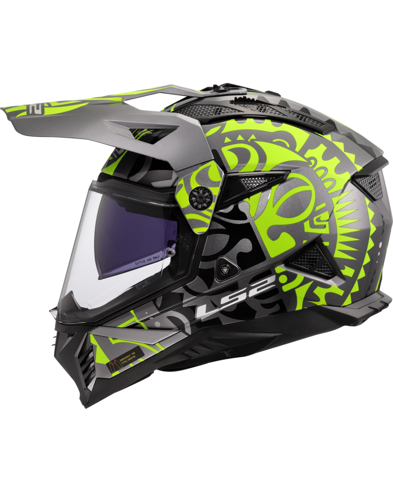 Load image into Gallery viewer, Capacete motocross LS2 MX702 Pioneer II Rangi Amarelo Hi-Vision Cinza – vista lateral direita
