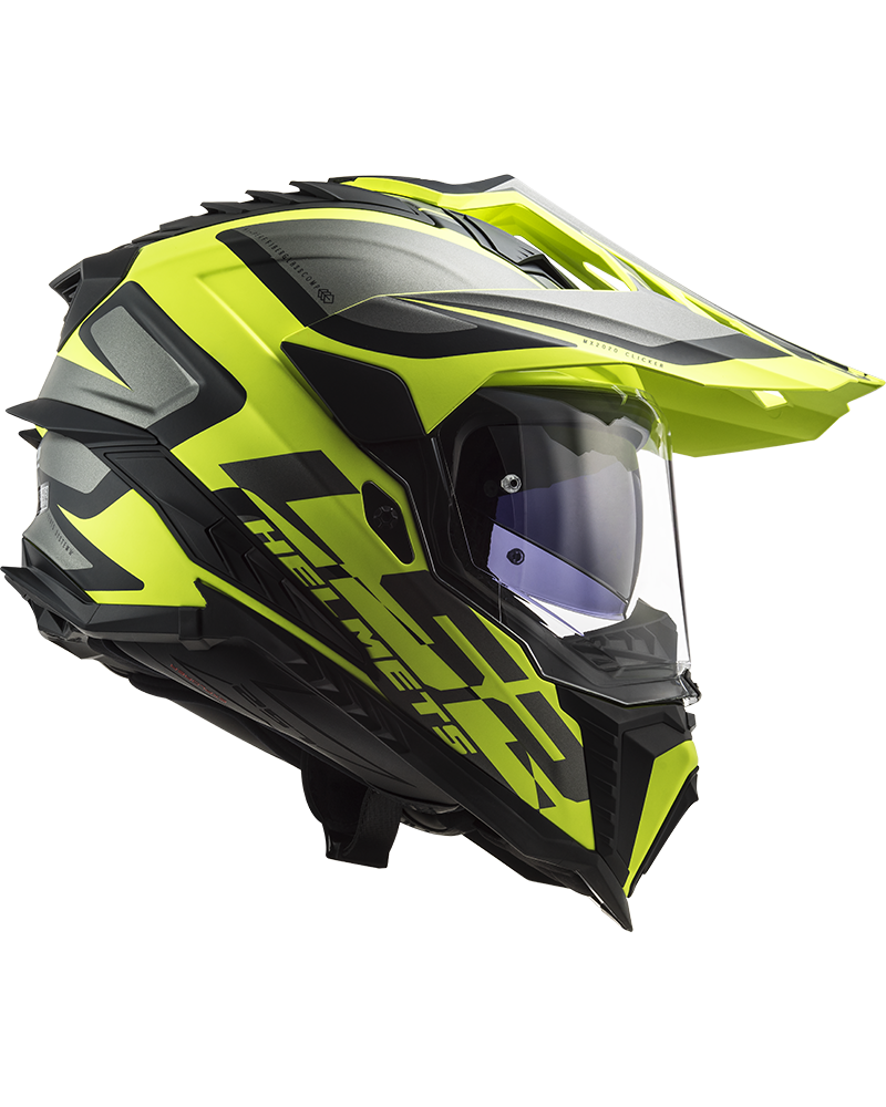 Load image into Gallery viewer, Capacete enduro LS2 MX701 Explorer Alter Preto Mate Amarelo Hi-Vision – vista lateral direita
