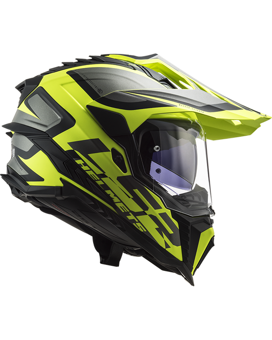 Capacete enduro LS2 MX701 Explorer Alter Preto Mate Amarelo Hi-Vision – vista lateral direita