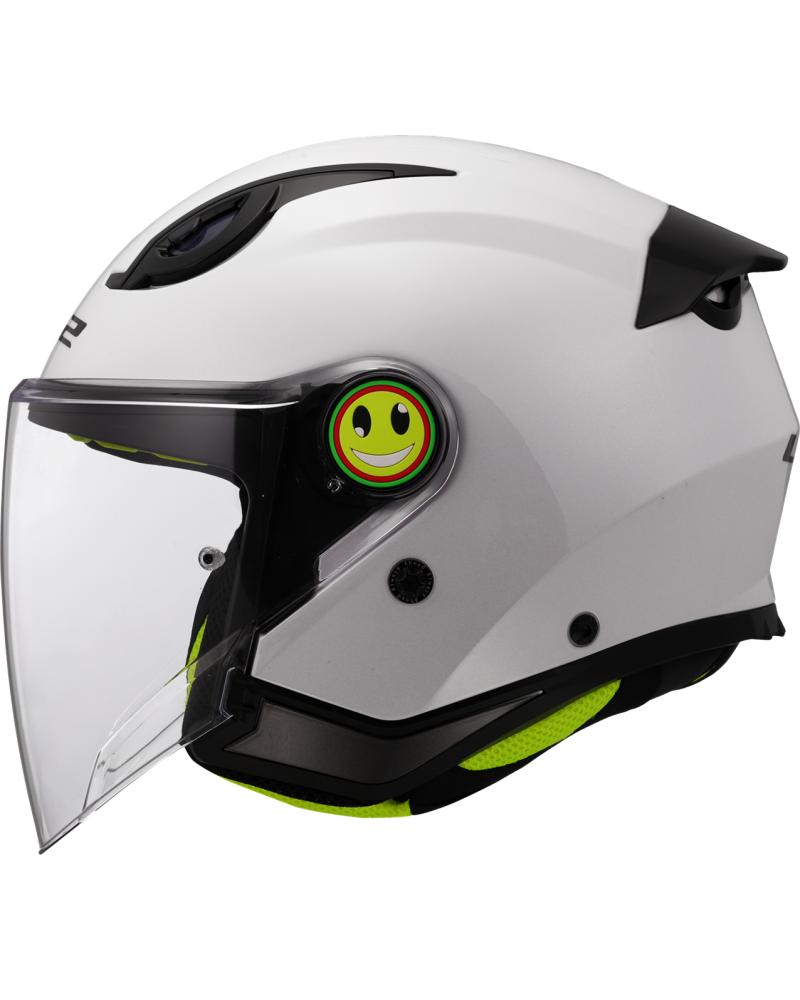Load image into Gallery viewer, Capacete jet infantil LS2 OF622 Funny II Solid Branco – vista traseira
