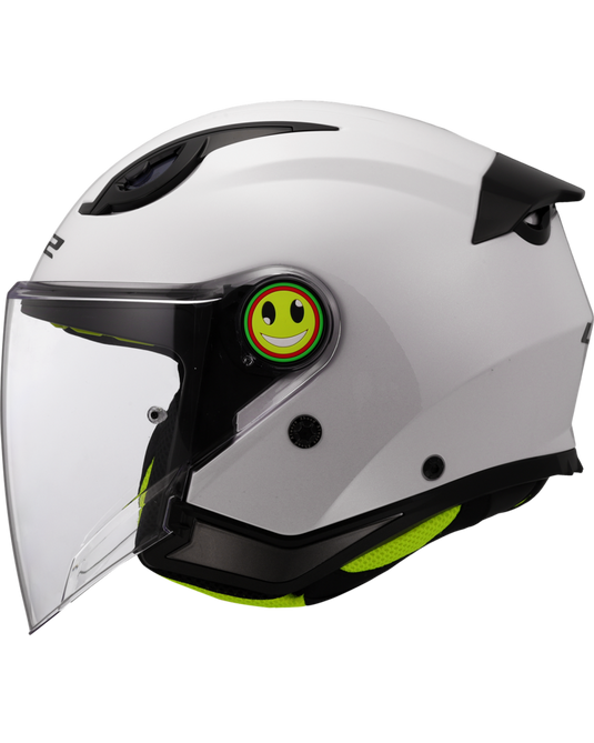 Capacete jet infantil LS2 OF622 Funny II Solid Branco – vista traseira