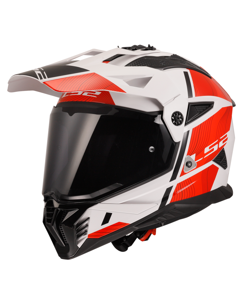 Load image into Gallery viewer, Capacete motocross LS2 MX702 Pioneer II Hill Branco Brilho Vermelho – vista lateral direita
