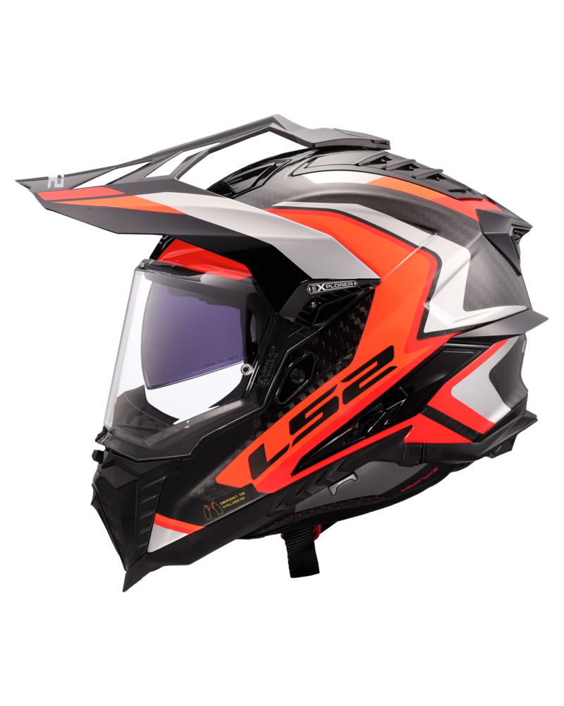 Load image into Gallery viewer, Capacete enduro LS2 MX701 Explorer C Frontier II Laranja Cinza – vista lateral direita
