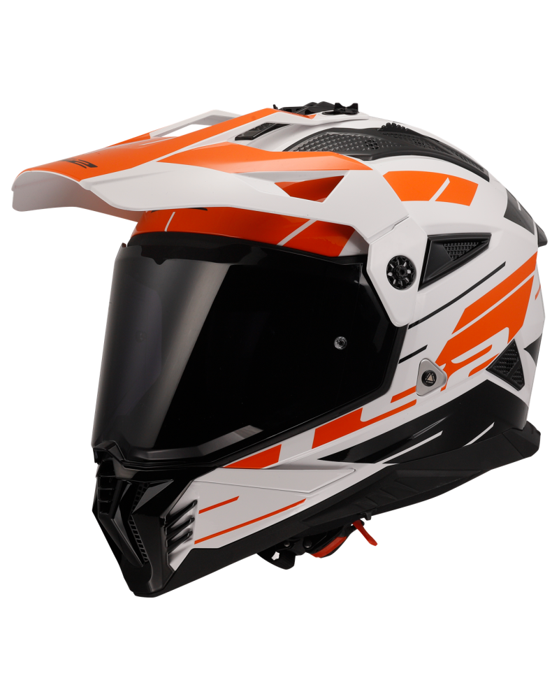 Load image into Gallery viewer, Capacete motocross LS2 MX702 Pioneer II Namib Branco Laranja – vista lateral direita

