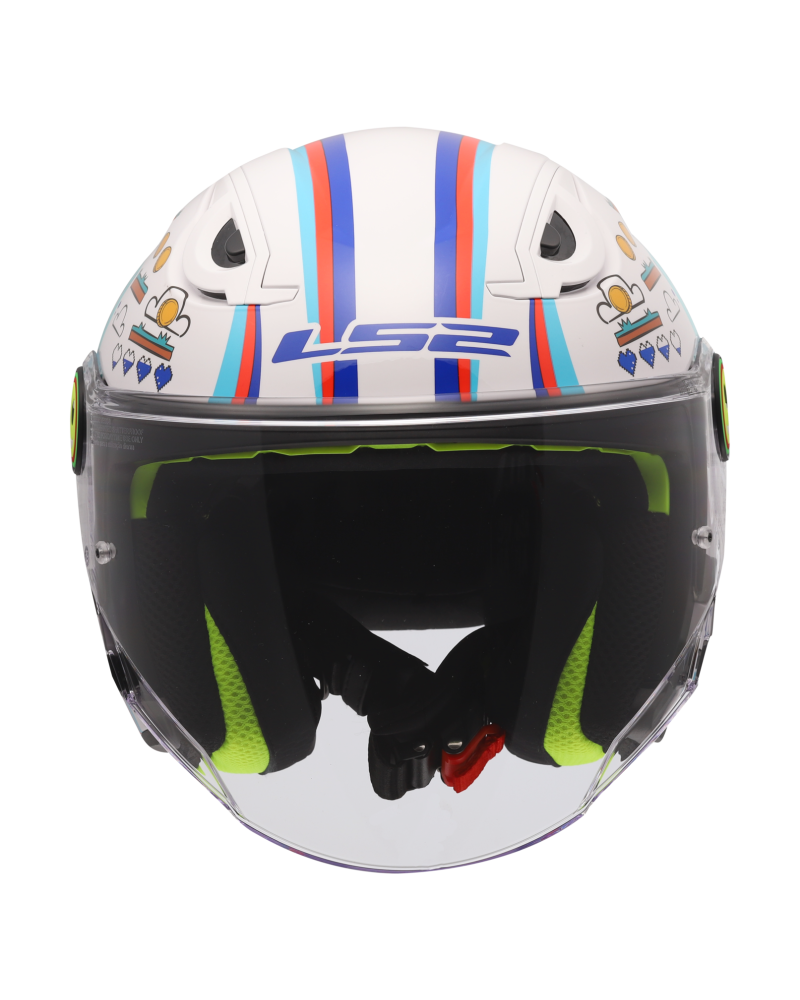 Load image into Gallery viewer, Capacete jet infantil LS2 OF622 Funny II Next Level Branco Brilho – lateral direita
