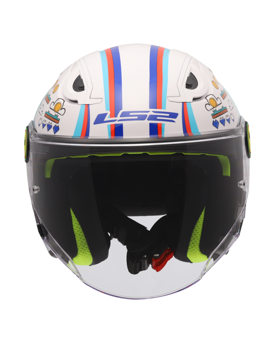 Capacete jet infantil LS2 OF622 Funny II Next Level Branco Brilho – lateral direita