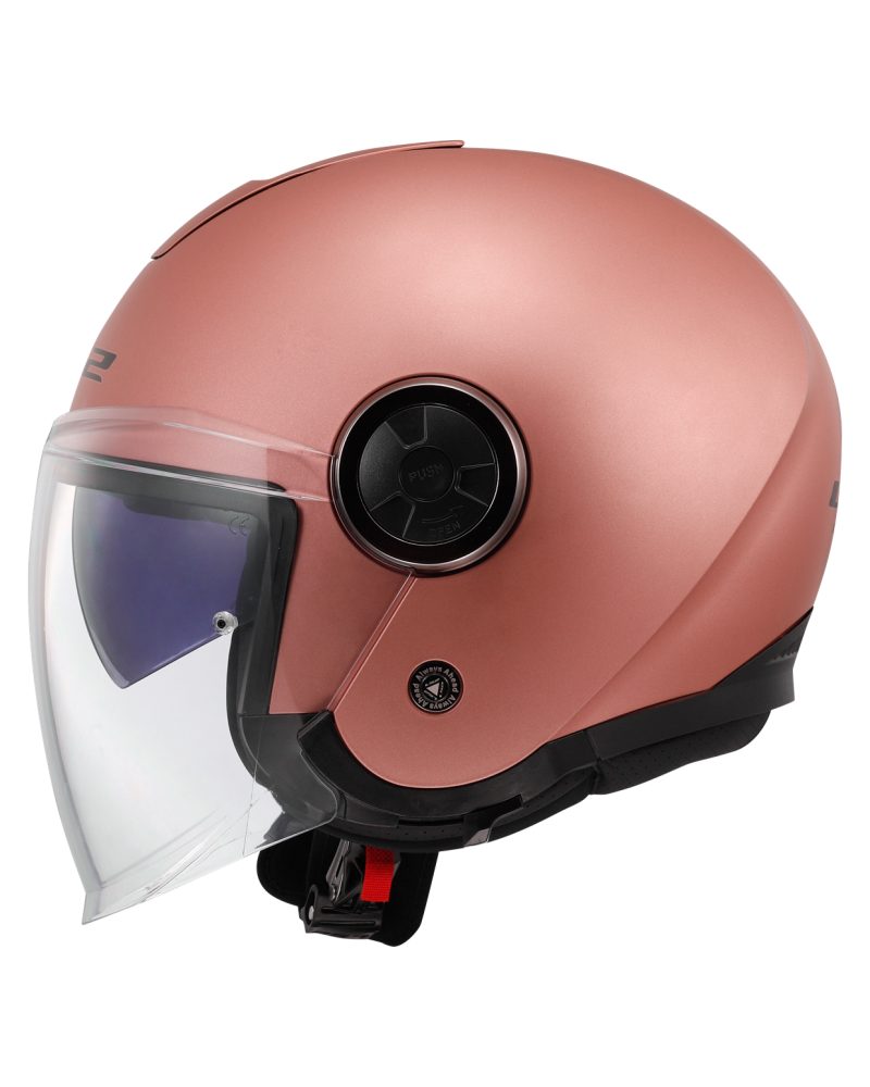 Load image into Gallery viewer, Capacete jet LS2 OF620 Classy Solid Rose Gold – vista lateral

