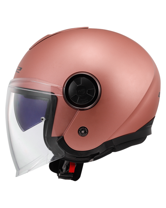 Capacete jet LS2 OF620 Classy Solid Rose Gold – vista lateral