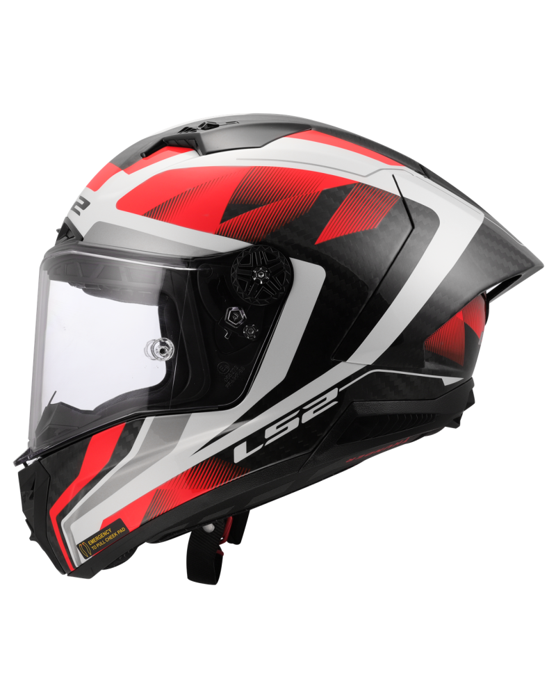 Load image into Gallery viewer, Capacete integral LS2 FF805 Thunder C GP Raute Branco Vermelho – vista lateral direita
