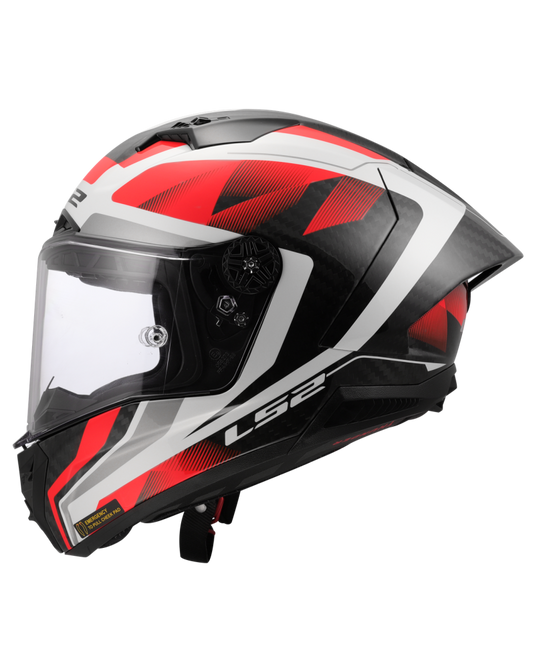 Capacete integral LS2 FF805 Thunder C GP Raute Branco Vermelho – vista lateral direita