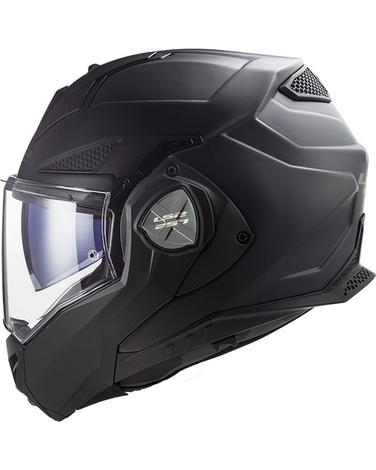 Capacete modular LS2 FF808 Stream II Solid Preto Mate – vista frontal