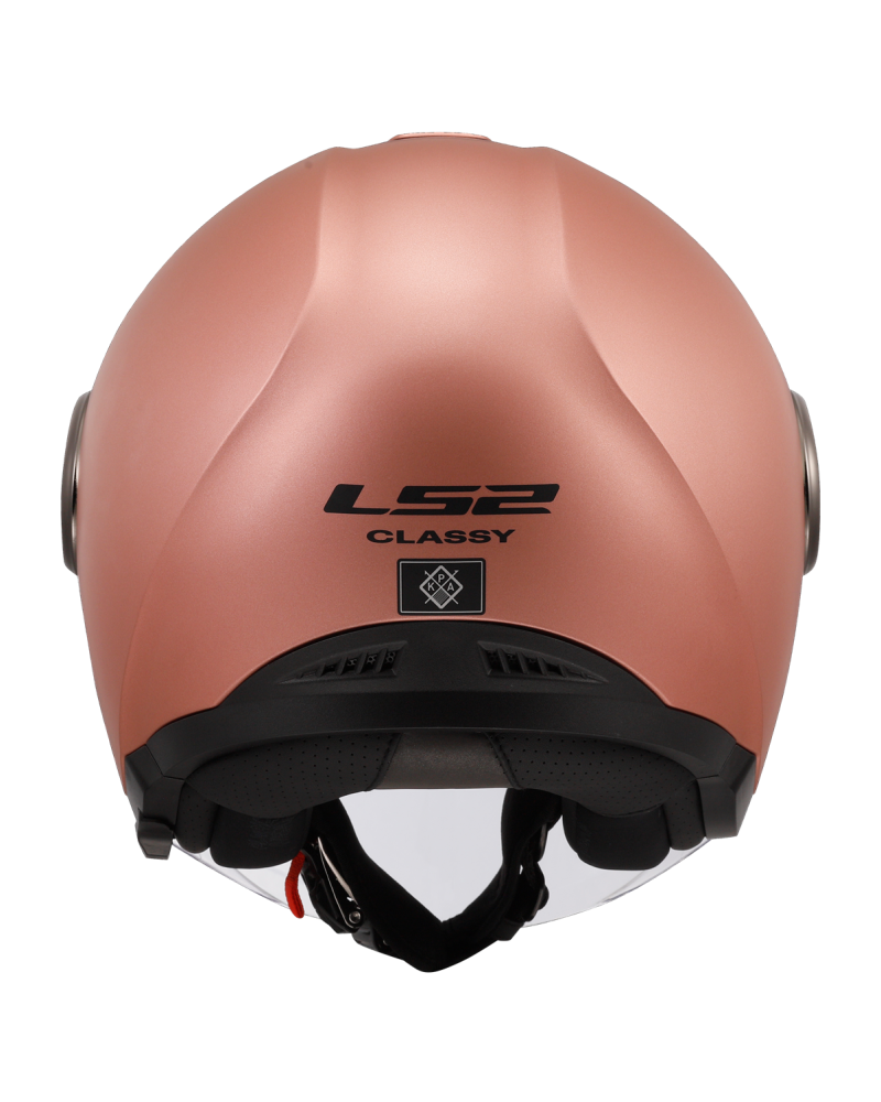 Load image into Gallery viewer, Capacete jet LS2 OF620 Classy Solid Rose Gold – vista traseira
