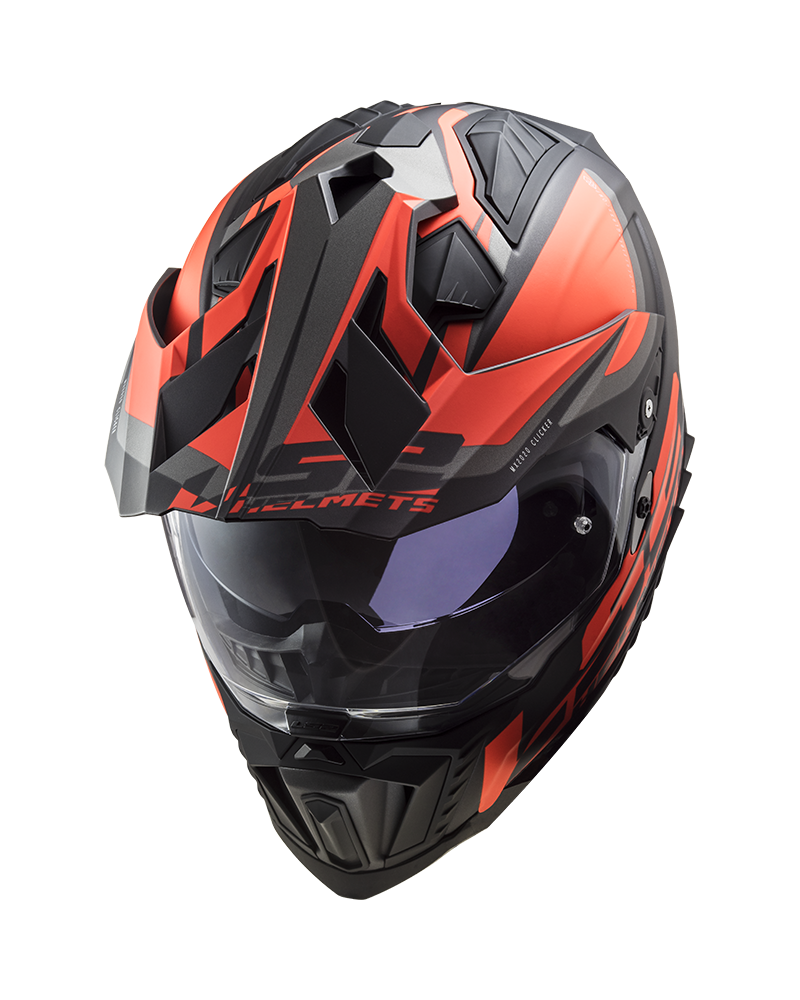 Load image into Gallery viewer, Capacete enduro LS2 MX701 Explorer Alter Preto Mate Laranja Fluo – vista traseira
