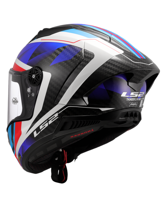 Capacete integral LS2 FF805 Thunder C GP Raute Azul Vermelho – vista traseira