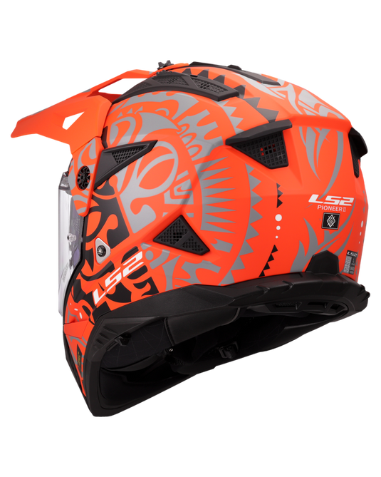 Capacete motocross LS2 MX702 Pioneer II Rangi Laranja Mate – vista lateral direita