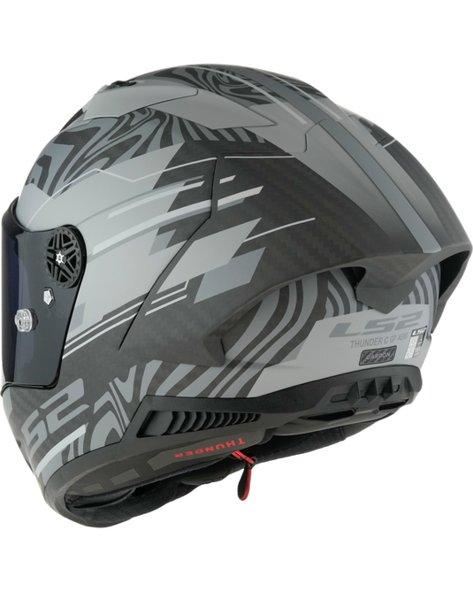 Capacete integral LS2 FF805 Thunder C GP Polar Preto Mate – vista traseira
