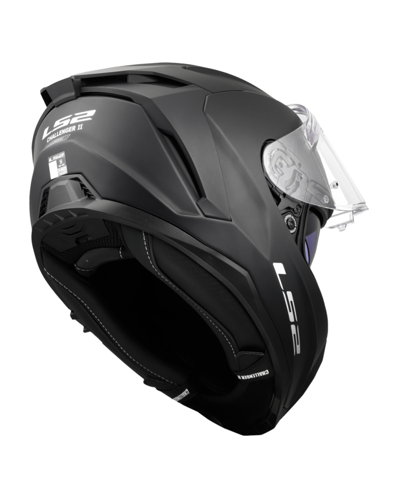 Carregue imagem no visualizador da galeriaCapacete integral LS2 FF817 Challenger II Solid em preto mate – vista traseira
