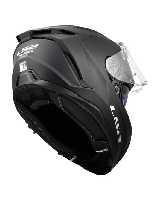 Capacete integral LS2 FF817 Challenger II Solid em preto mate – vista traseira