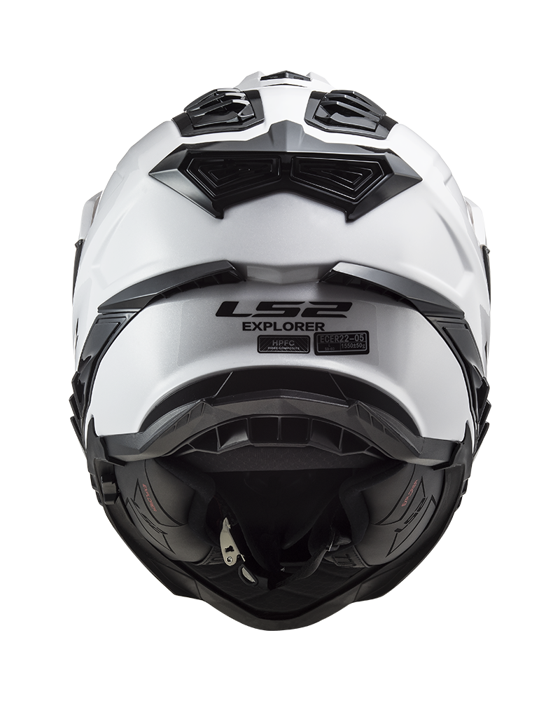 Load image into Gallery viewer, Capacete enduro LS2 MX701 Explorer Solid Preto Mate – vista traseira
