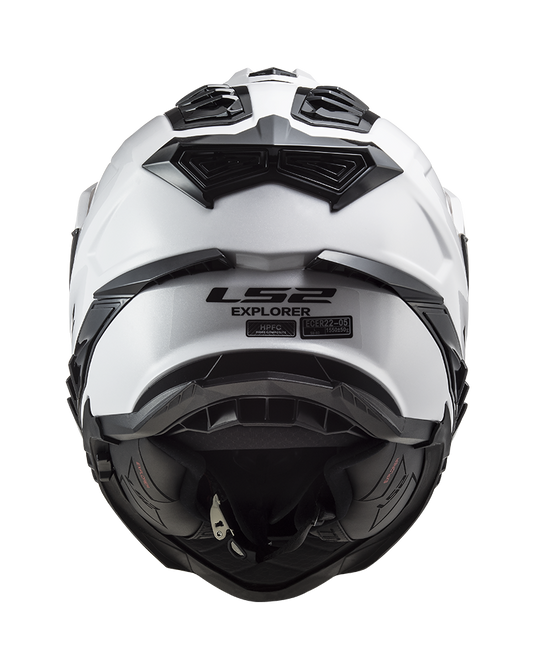Capacete enduro LS2 MX701 Explorer Solid Preto Mate – vista traseira