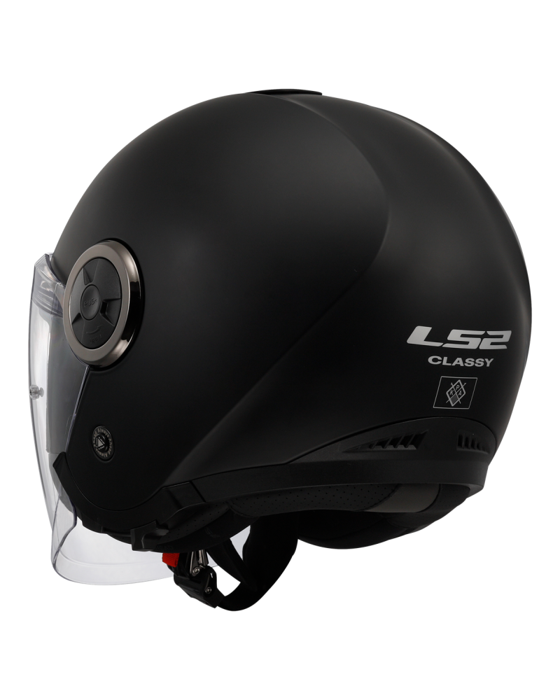 Carregue imagem no visualizador da galeriaCapacete open-face LS2 OF620 Classy Solid Preto Mate – vista traseira
