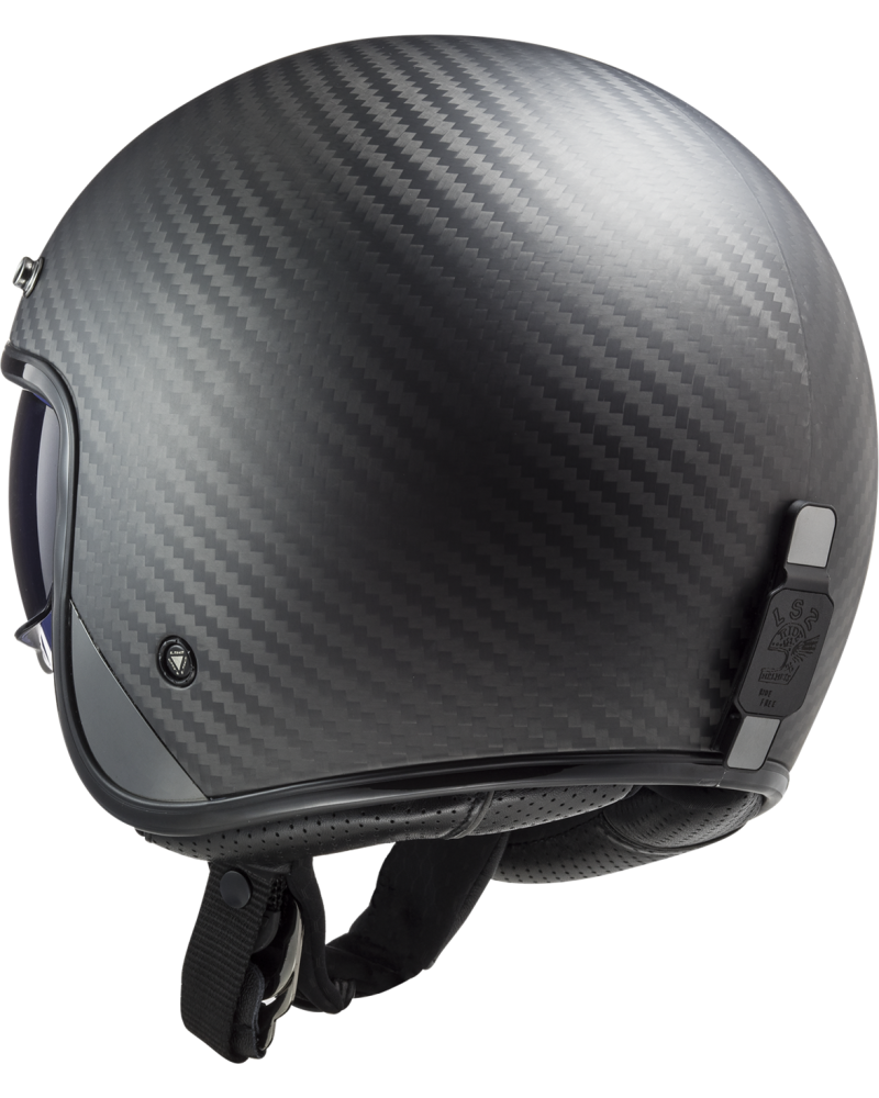 Load image into Gallery viewer, Capacete jet LS2 OF601 Bob II C Solid Carbono Mate – vista traseira
