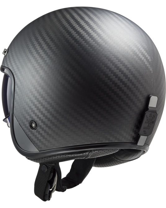 Capacete jet LS2 OF601 Bob II C Solid Carbono Mate – vista traseira