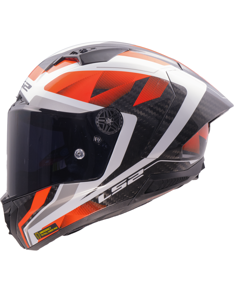 Load image into Gallery viewer, Capacete integral LS2 FF805 Thunder C GP Raute Branco Vermelho – vista traseira
