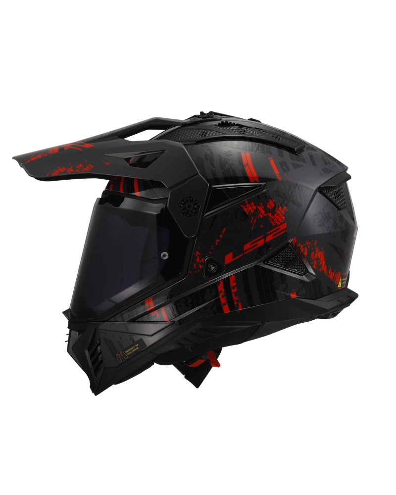 Load image into Gallery viewer, Pala removível e ajustável – capacete motocross LS2 MX702 Pioneer II Crazy Preto Brilho
