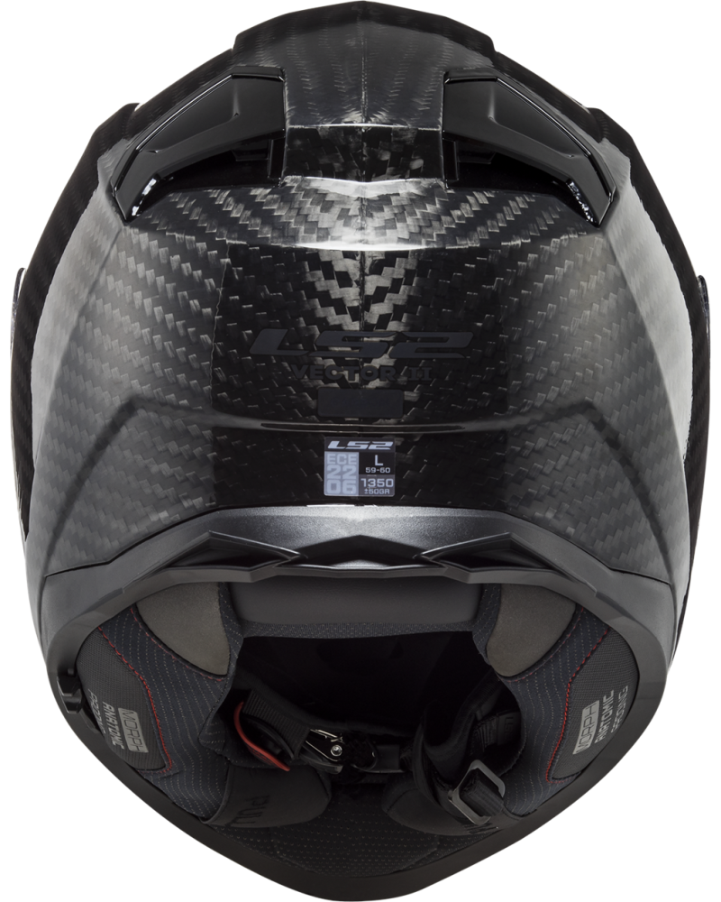 Carregue imagem no visualizador da galeriaCapacete integral LS2 FF811 Vector II C Solid em fibra de carbono brilhante – vista traseira
