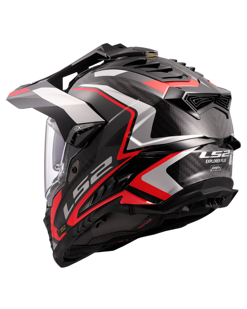 Load image into Gallery viewer, Capacete enduro LS2 MX701 Explorer C Frontier II Vermelho Preto – vista traseira
