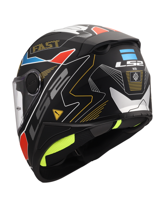 Capacete integral infantil LS2 FF812 Kid Zero Cinza Vermelho – vista traseira