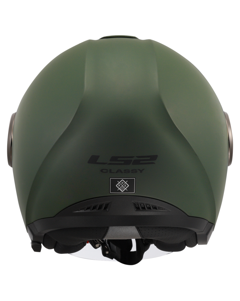 Carregue imagem no visualizador da galeriaCapacete open-face LS2 OF620 Classy Solid Verde Militar – vista traseira
