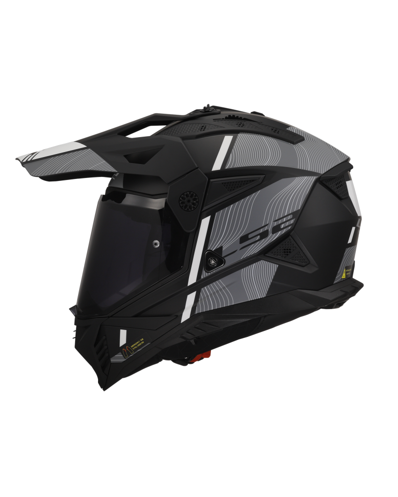 Load image into Gallery viewer, Capacete motocross LS2 MX702 Pioneer II Hill Preto Mate Branco – vista traseira
