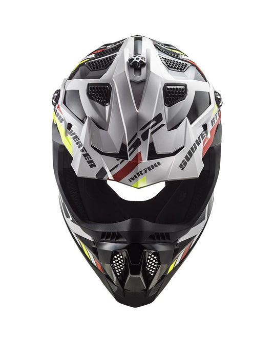 Capacete motocross LS2 MX700 Subverter Evo II Stomp Branco Preto – detalhe do design