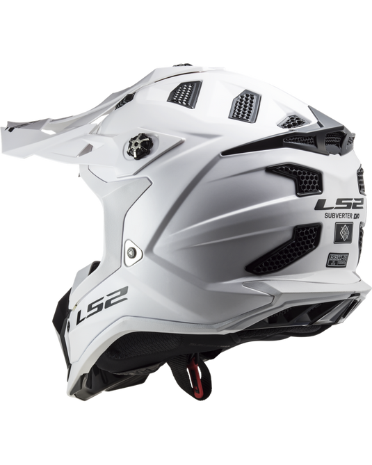 Capacete motocross LS2 MX700 Subverter Evo II Solid Branco – vista traseira
