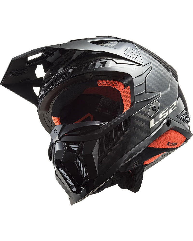 Load image into Gallery viewer, Capacete motocross LS2 MX703 X-Force C Solid Carbono Brilho – vista traseira
